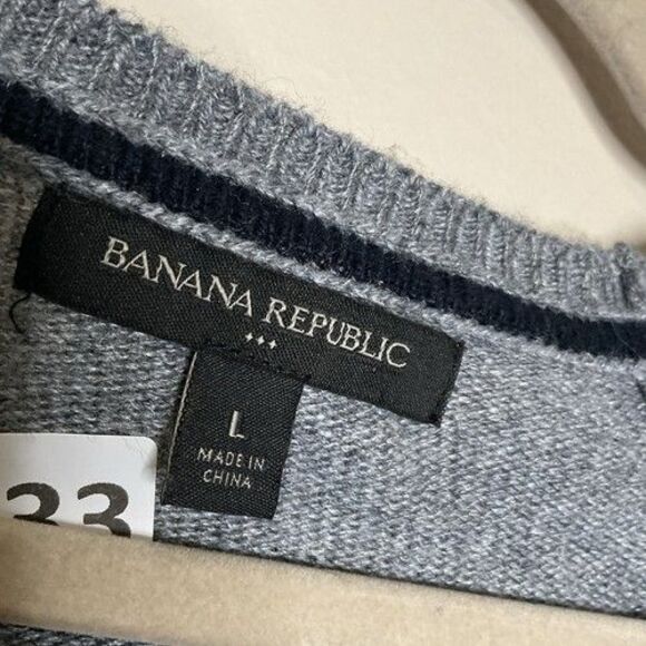 Banana Republic Grey Wool Blend Long Sleeve CrewNeck Sweater Men Size L Pullover - Picture 2 of 9